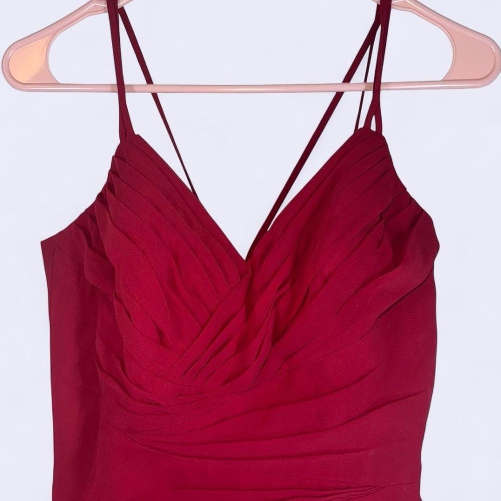B2 Red Pleated V-Neck Cocktail Dress Size 4 - Picture 2 of 7
